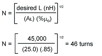 DC Inductor Design, Number of Turns Formula